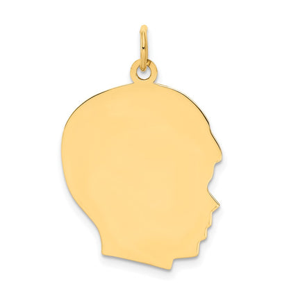 14k Plain Large .035 Gauge Facing Right Engravable Boy Head Charm