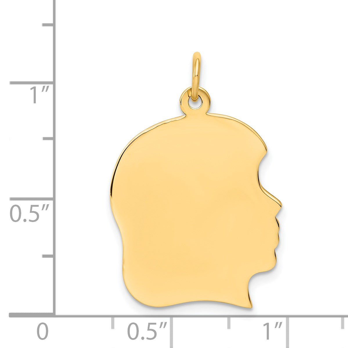 14k Plain Large .035 Gauge Facing Right Engravable Girl Head Charm