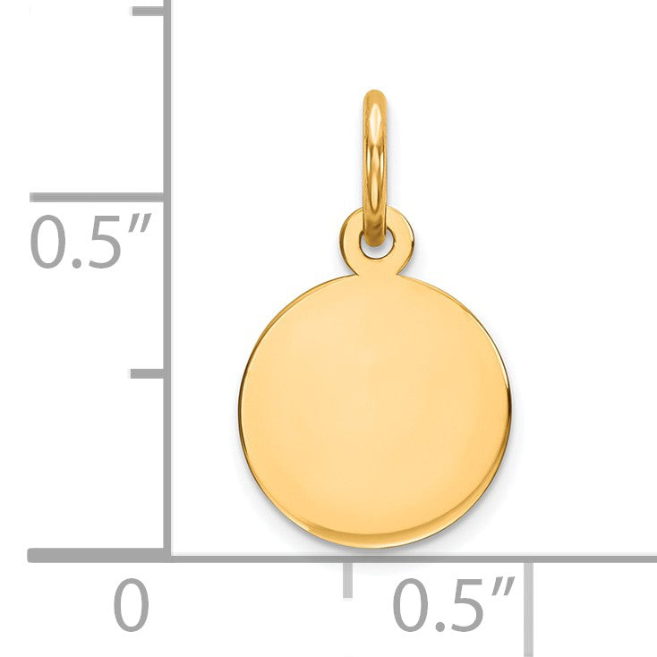 14k Plain .009 Gauge Round Engravable 10mm Disc Charm