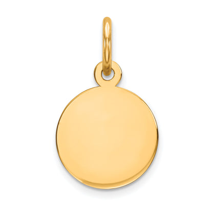 14k Plain .013 Gauge Round Engravable 10mm Disc Charm