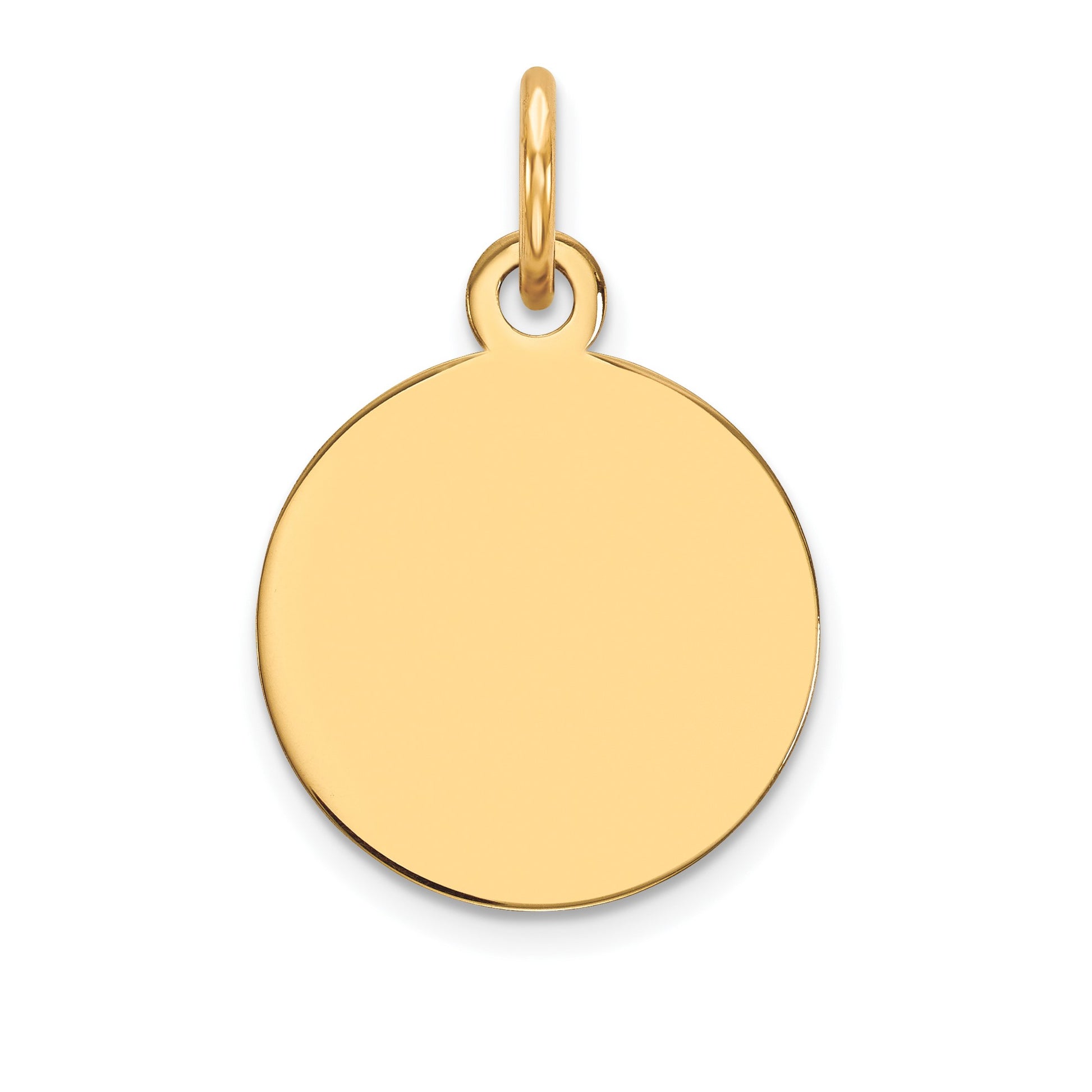 14k Plain .011 Gauge Round Engravable 12mm Disc Charm