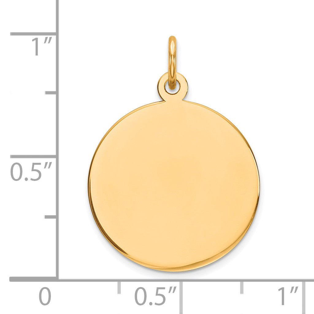 14k Plain .011 Gauge Round Engravable 18mm Disc Charm