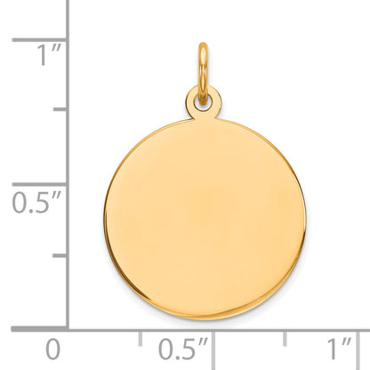 14k Plain .009 Gauge Round Engravable 18mm Disc Charm