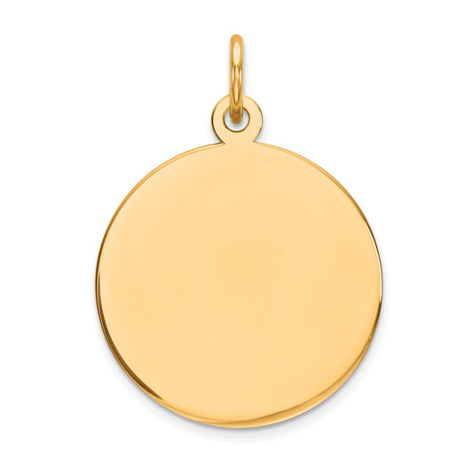 14k Plain .013 Gauge Round Engravable 18mm Disc Charm