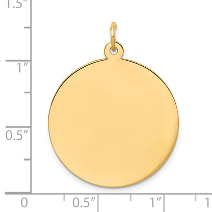14k Plain .018 Gauge Round Engravable 25mm Disc Charm