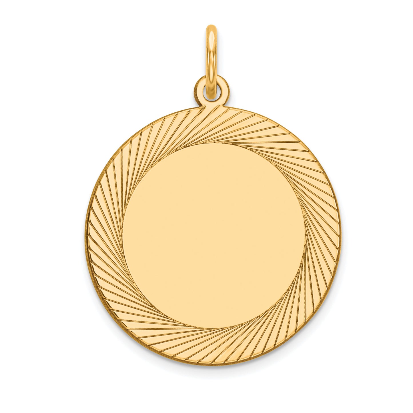 14k Etched Design Edge .027 Gauge Round Engravable 19mm Disc Charm