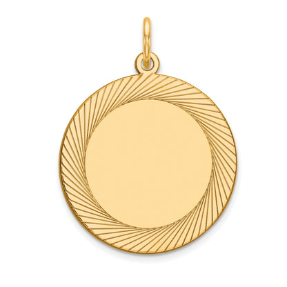 14k Etched Design Edge .027 Gauge Round Engravable 19mm Disc Charm