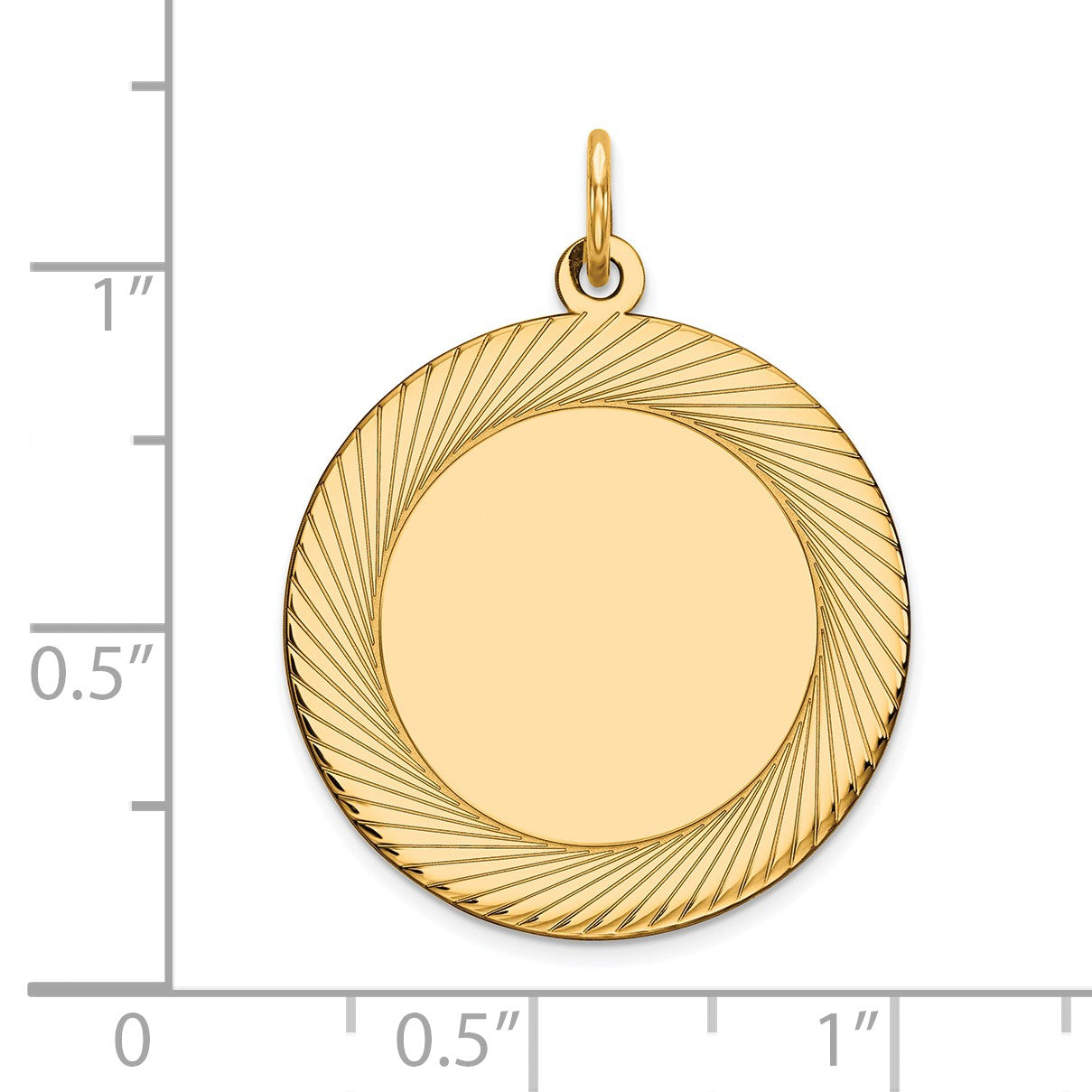 14k Etched Design Edge .018 Gauge Round Engravable 22mm Disc Charm