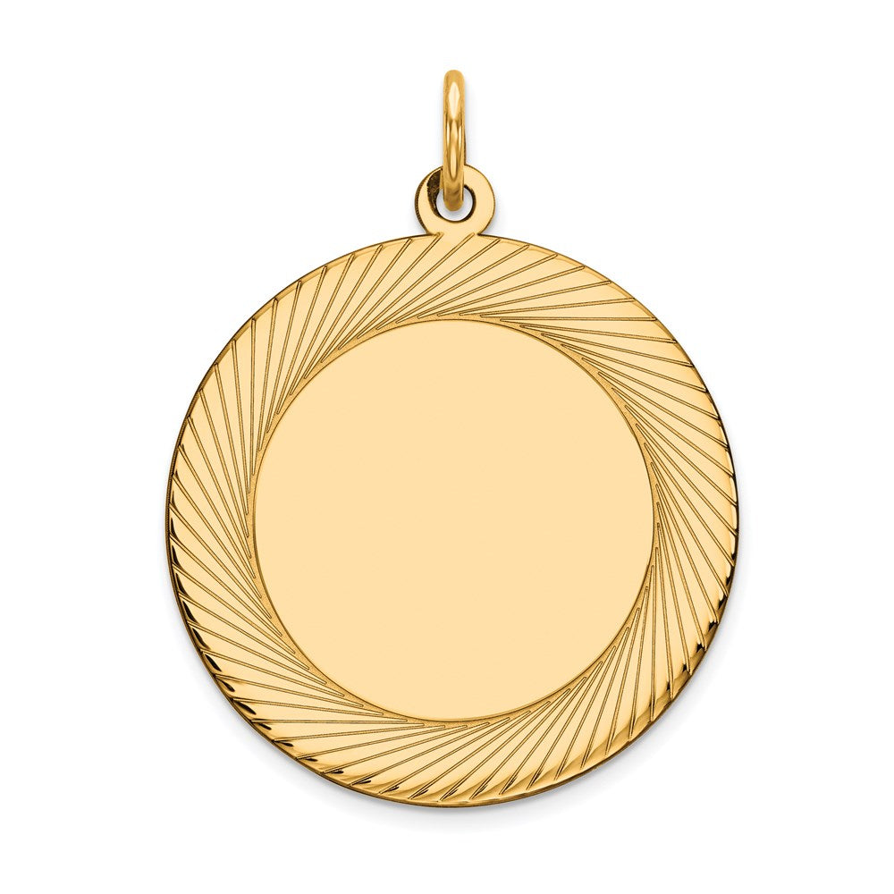 14k Etched Design .027 Gauge Circular Engravable Disc Charm