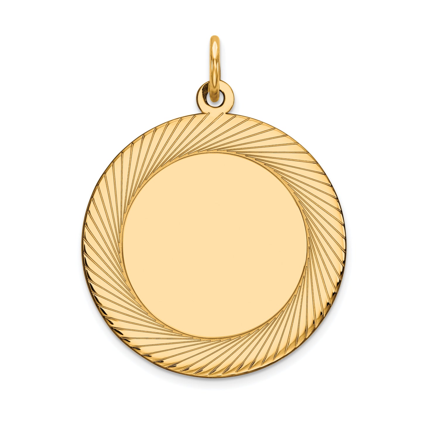 14k Etched Design Edge .018 Gauge Round Engravable 22mm Disc Charm