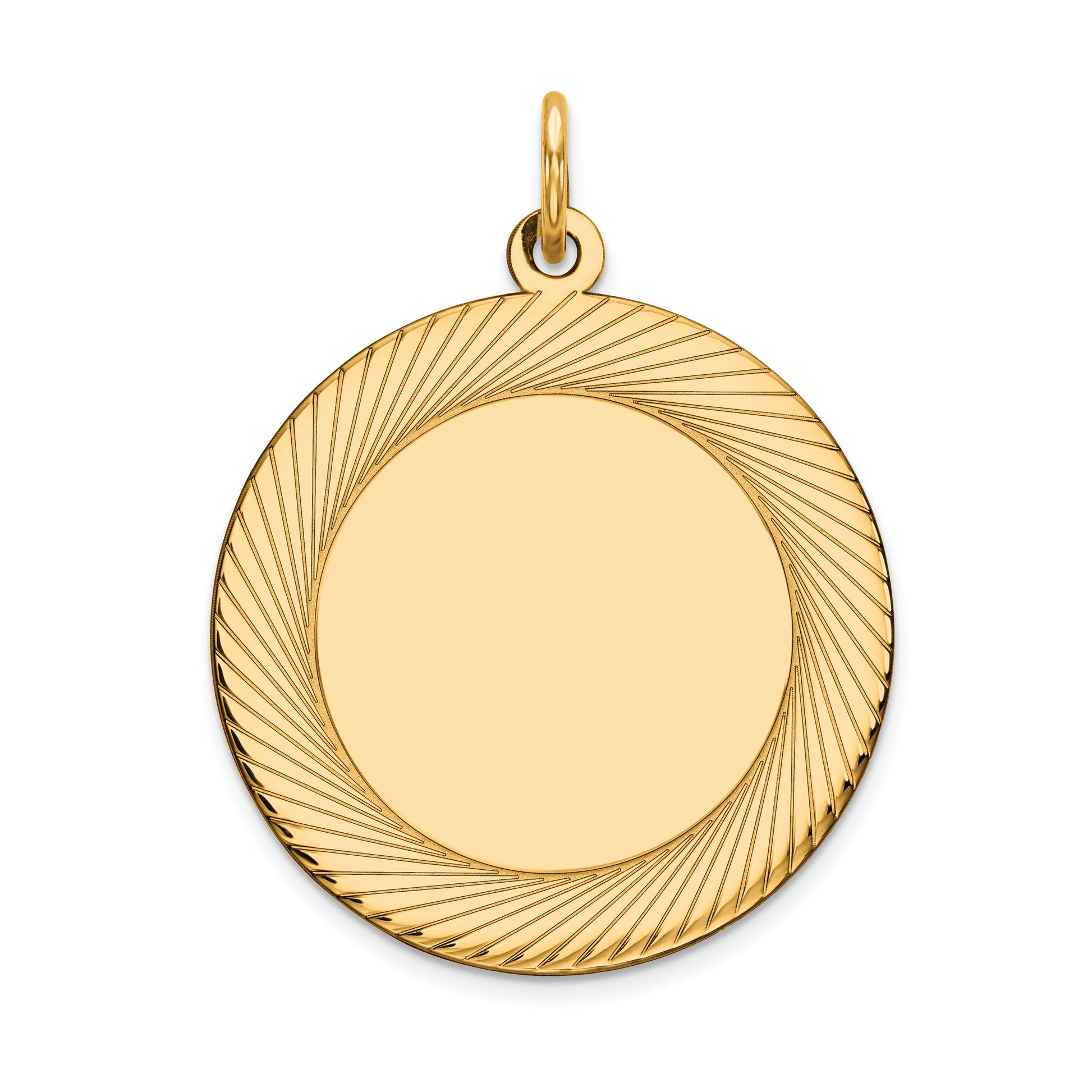 14k Etched Design Edge .018 Gauge Round Engravable 22mm Disc Charm