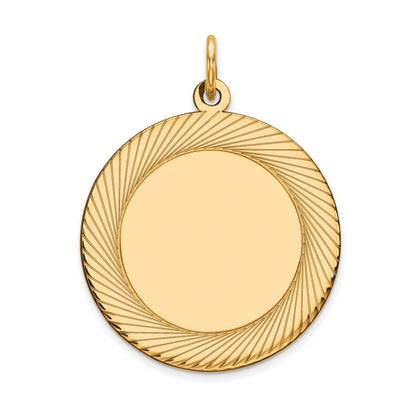 14k Etched Design Edge .018 Gauge Round Engravable 22mm Disc Charm