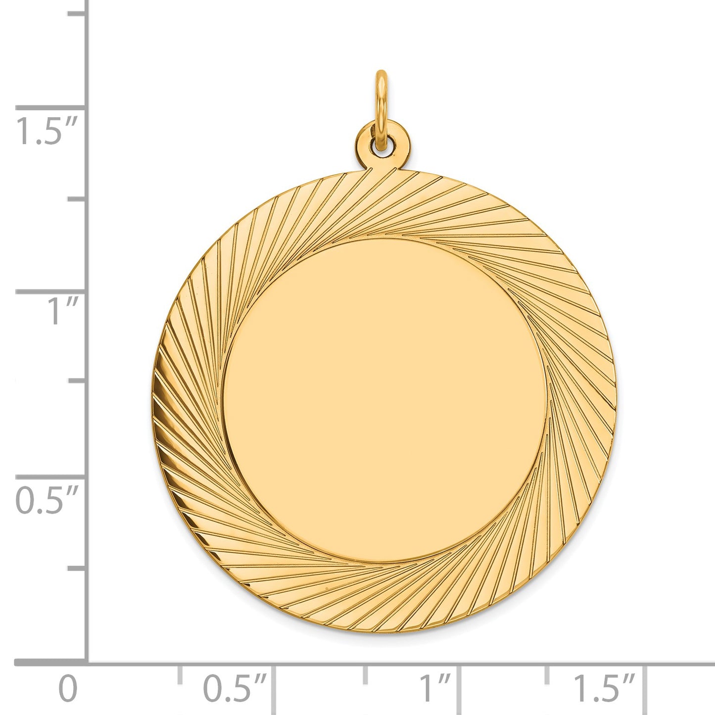 14k Etched Design Edge .027 Gauge Round Engravable 33mm Disc Charm