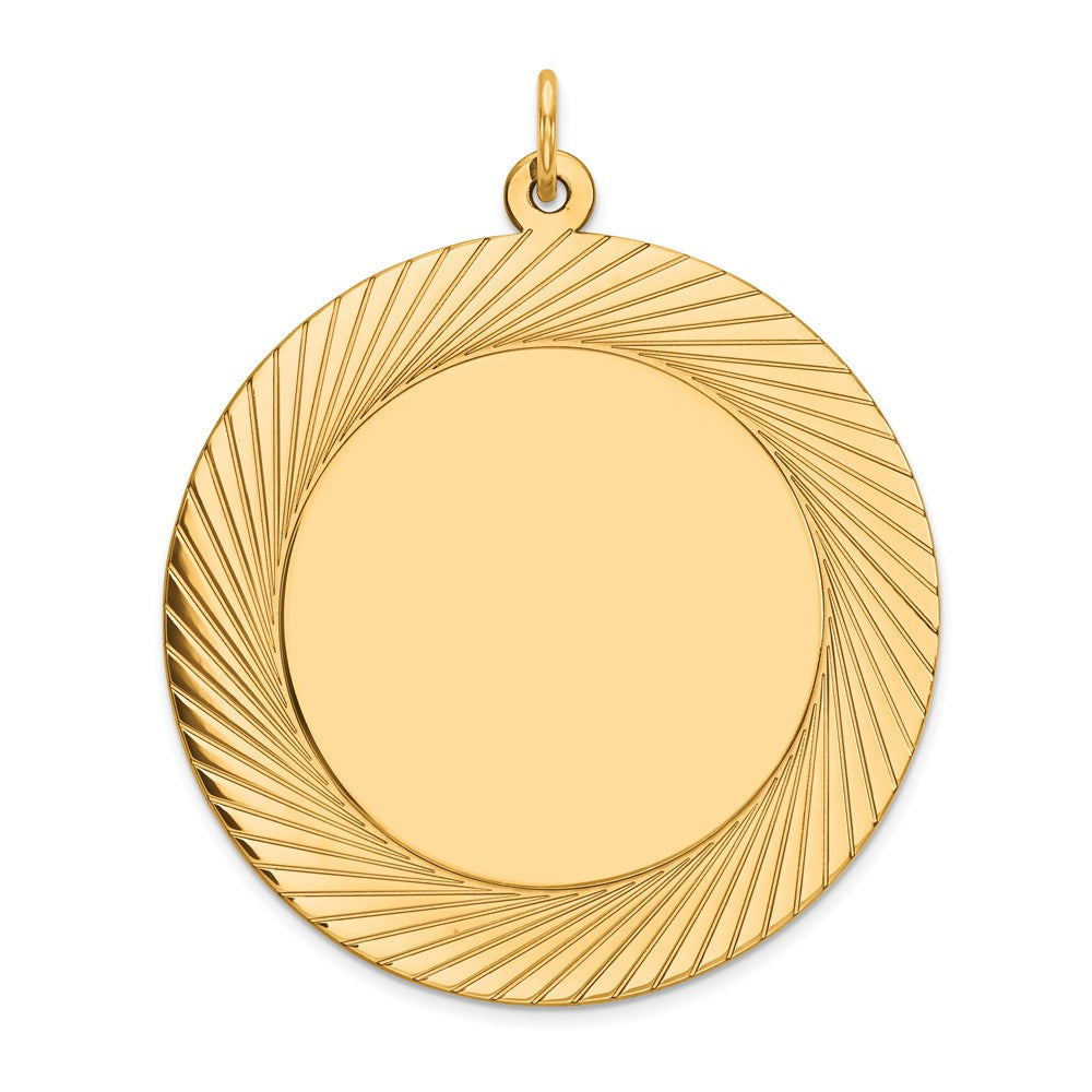 14k Etched Design .018 Gauge Circular Engravable Disc Charm