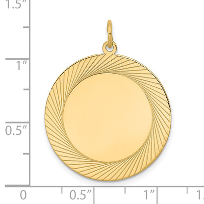 14k Etched Design Edge .018 Gauge Round Engravable 26mm Disc Charm