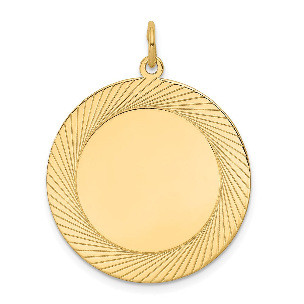 14k Etched Design .027 Gauge Circular Engravable Disc Charm