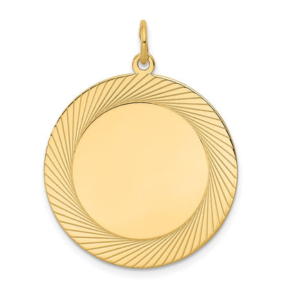 14k Etched Design .027 Gauge Circular Engravable Disc Charm