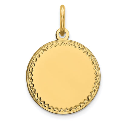 14k Plain with Zig-Zag Edge .027 Gauge Engravable Round 13mm Disc Charm