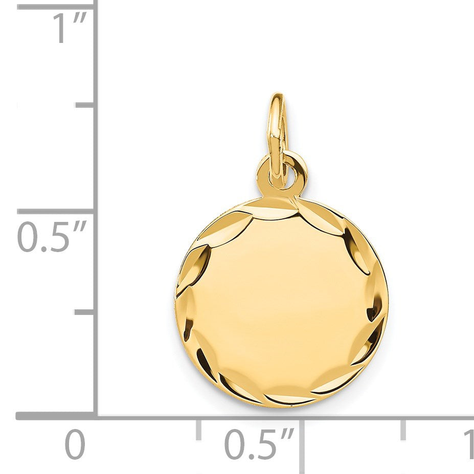 14k Etched Edge .027 Gauge Engravable Round 13mm Disc Charm