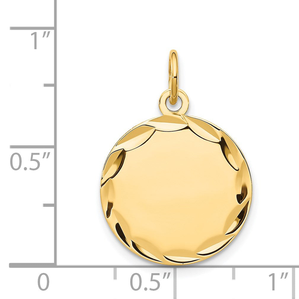 14k Etched Edge .013 Gauge Engravable Round 16mm Disc Charm