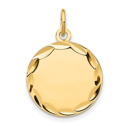 14k Etched Edge .009 Gauge Engravable Round 16mm Disc Charm