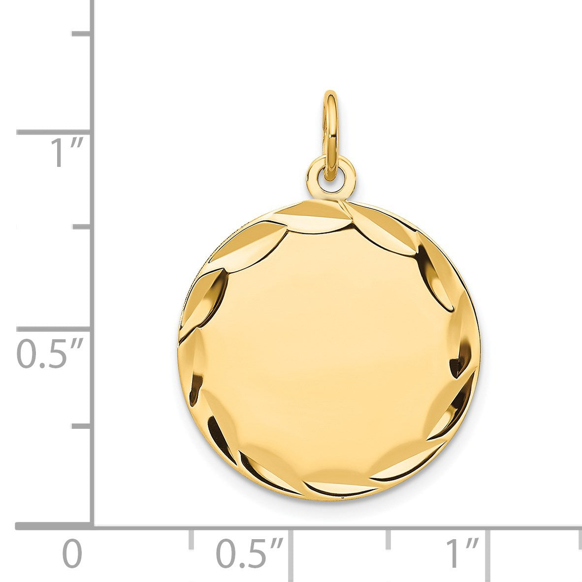 14k Etched Edge .018 Gauge Engravable Round 19mm Disc Charm