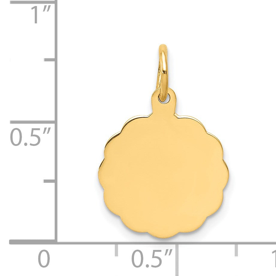 14k .013 Gauge Engravable Round Scalloped 16x13mm Disc Charm