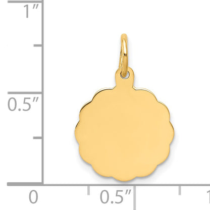 14k .013 Gauge Engravable Round Scalloped 16x13mm Disc Charm