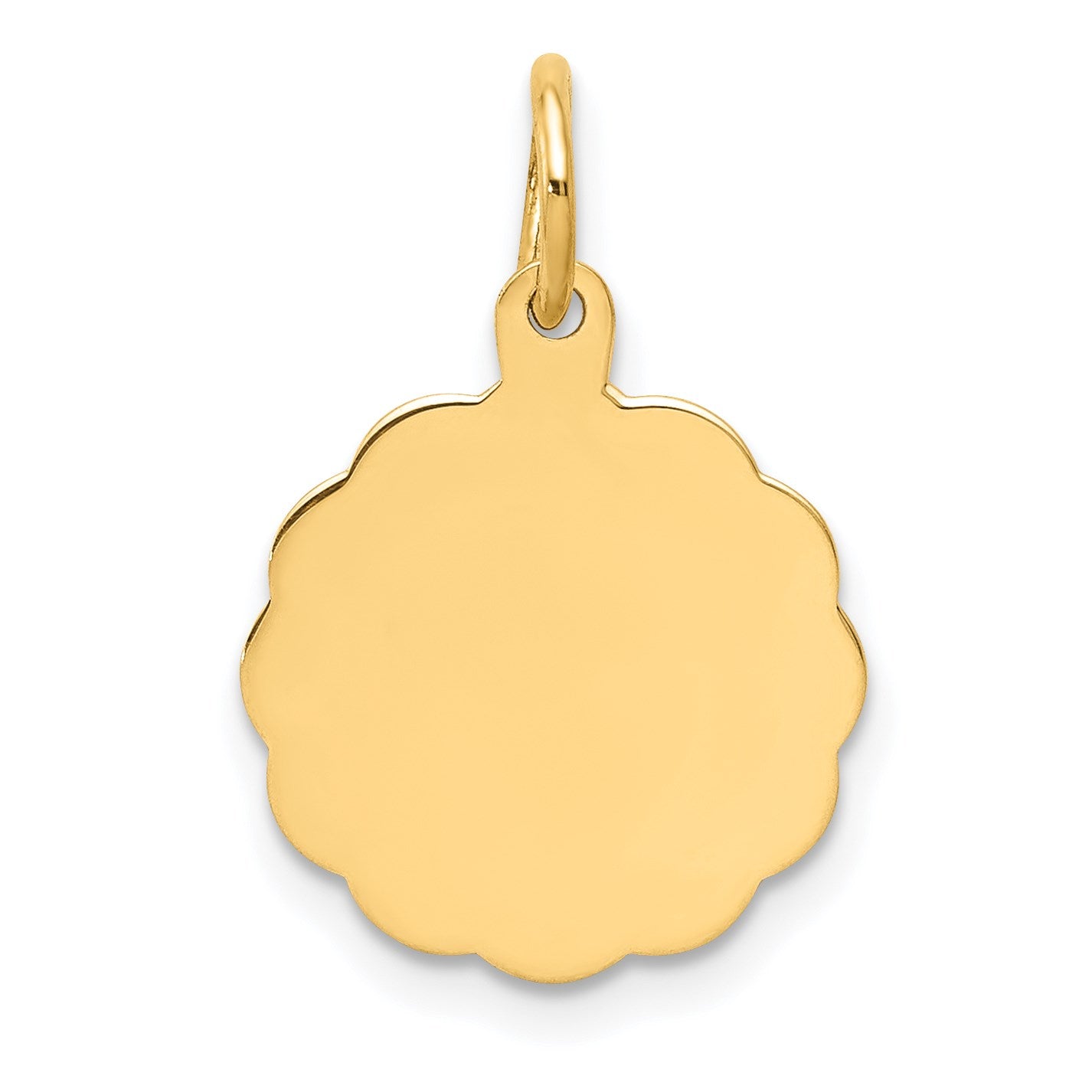 14k .009 Gauge Engravable Round Scalloped 16x13mm Disc Charm