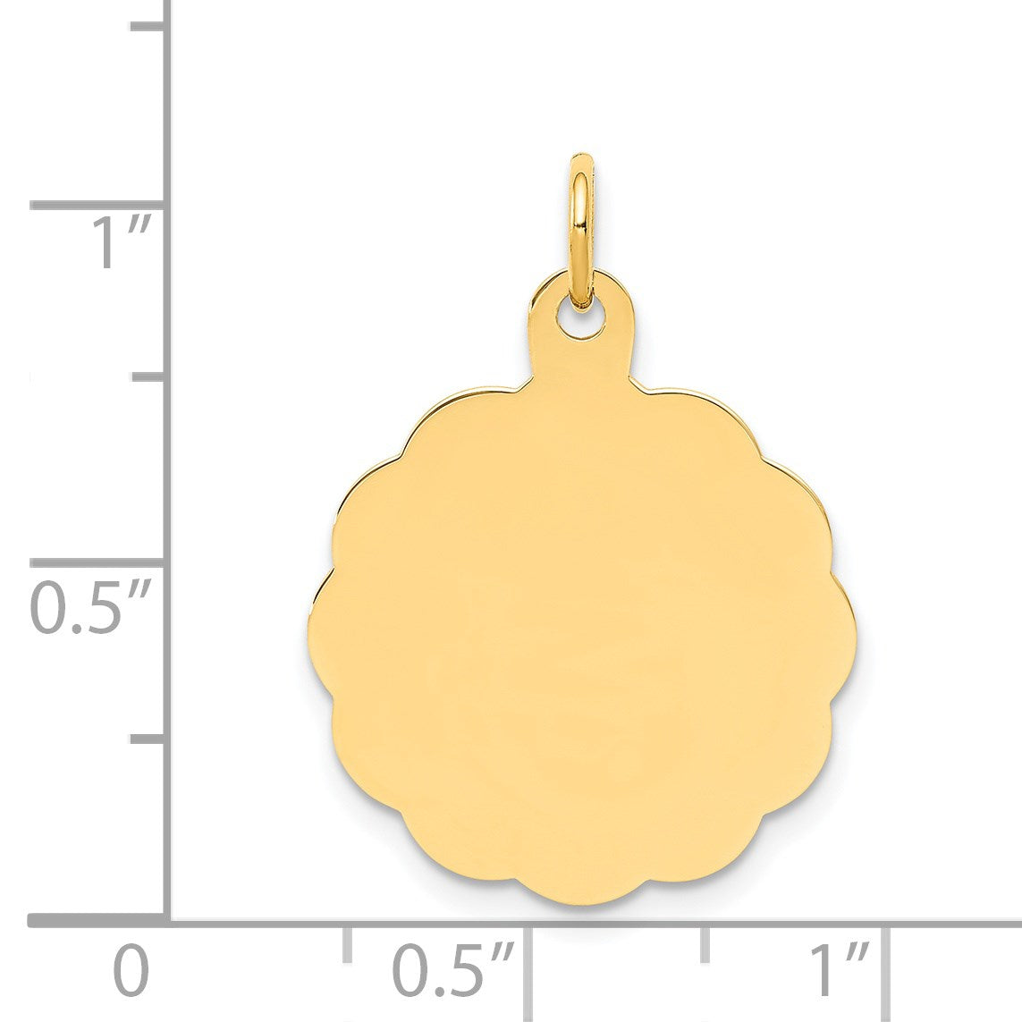 14k .027 Gauge Engravable Round Scalloped 22x19mm Disc Charm