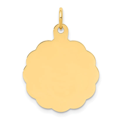 14k .011 Gauge Engravable Round Scalloped 22x19mm Disc Charm