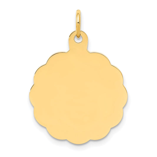 14k .011 Gauge Engravable Round Scalloped 22x19mm Disc Charm