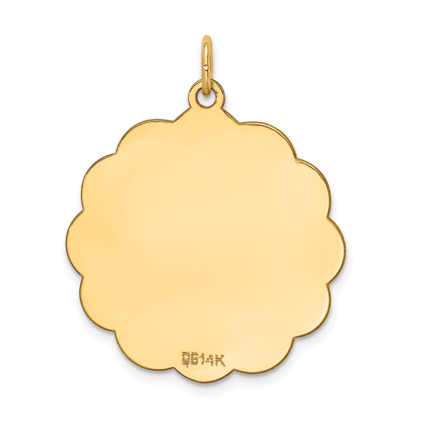 14k .027 Gauge Engravable Round Scalloped 28x25mm Disc Charm