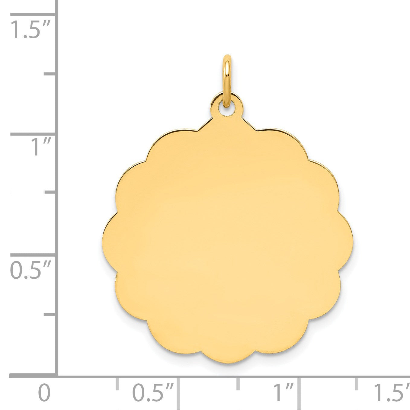 14k .027 Gauge Engravable Round Scalloped 28x25mm Disc Charm