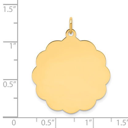 14k .027 Gauge Engravable Round Scalloped 28x25mm Disc Charm