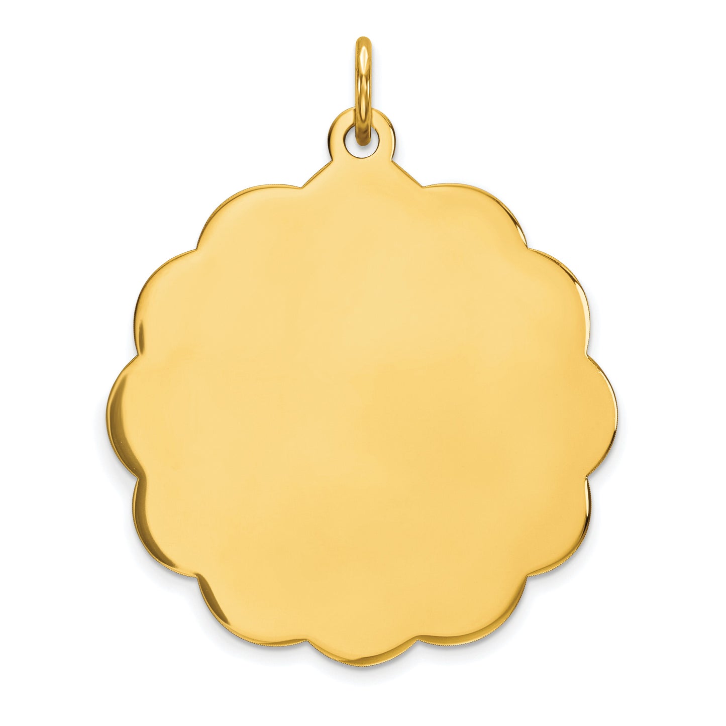 14k .027 Gauge Engravable Round Scalloped 28x25mm Disc Charm