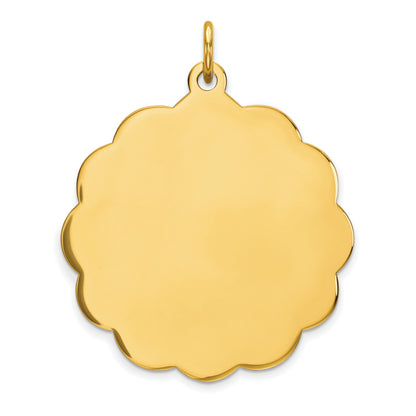 14k .027 Gauge Engravable Round Scalloped 28x25mm Disc Charm