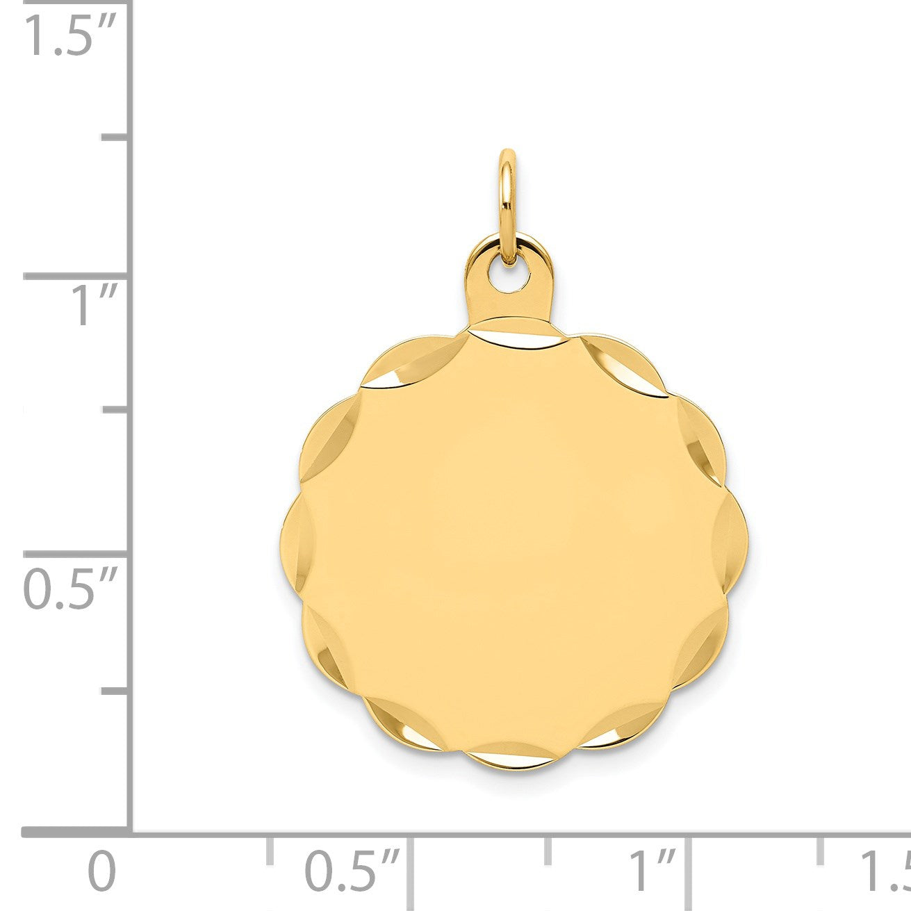 14k Etched Edge .018 Gauge Engravable Round Scalloped 22x19mm Disc Charm