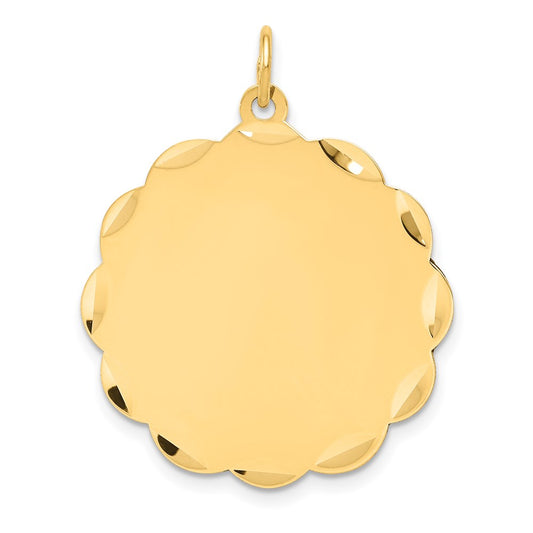 14k .018 Gauge Engravable Scalloped Disc Charm