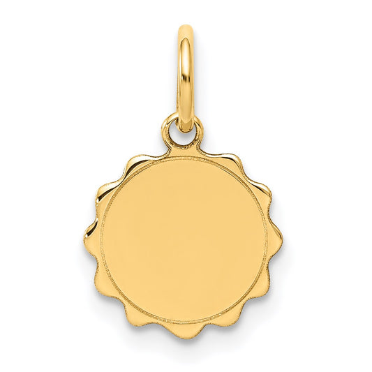 14k .013 Gauge Engravable Round Scalloped 12x10mm Disc Charm