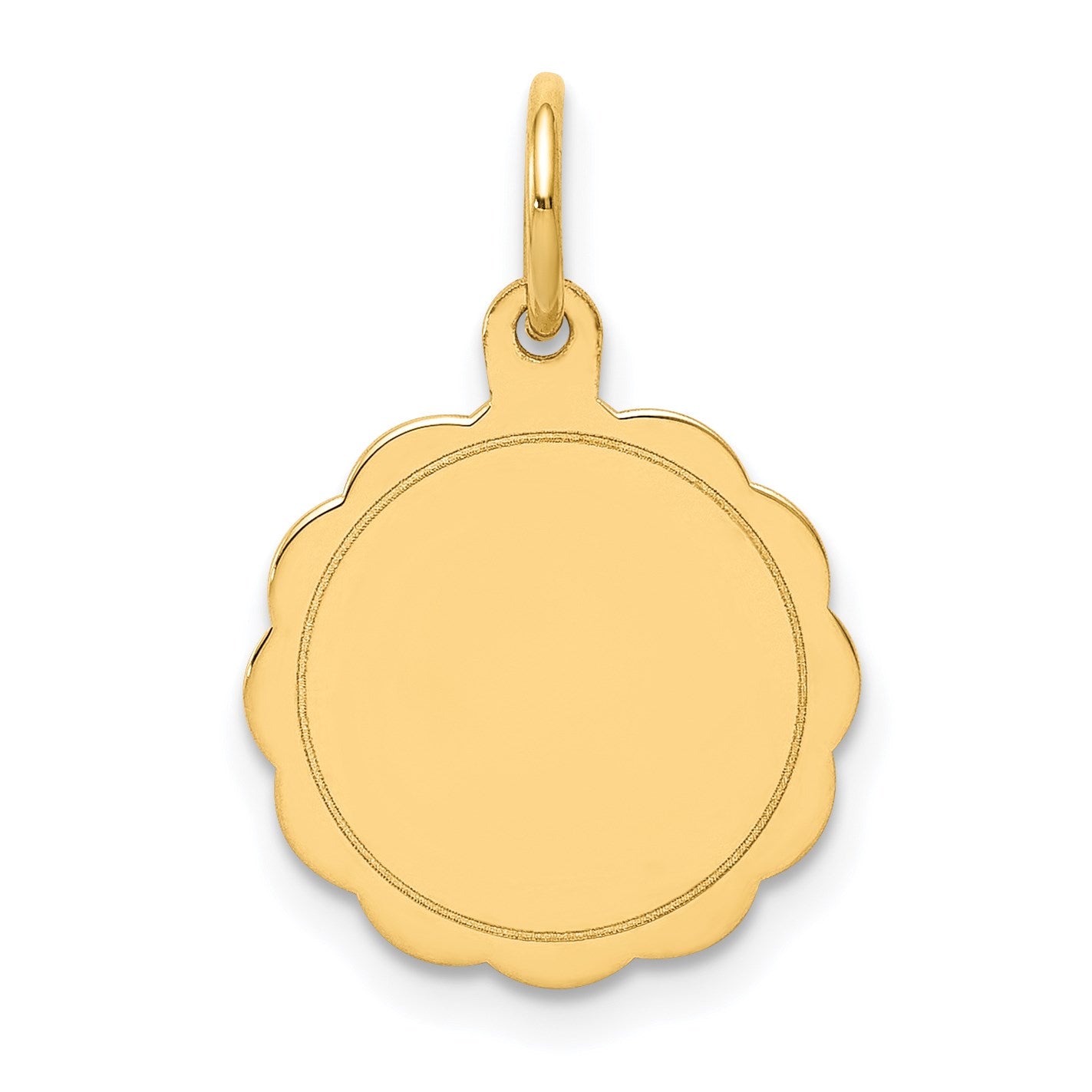 14k .013 Gauge Engravable Round Scalloped 16x13mm Disc Charm