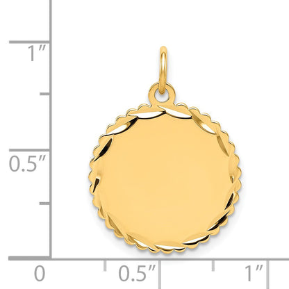 14k Etched Edge .018 Gauge Engravable Round Scalloped 20x18mm Disc Charm
