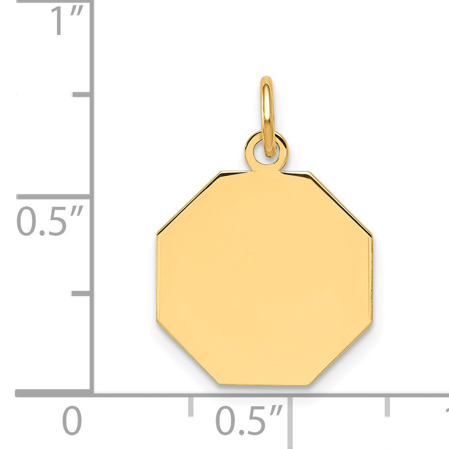 14k Plain .013 Gauge Engravable Octagonal 17x15mm Disc Charm