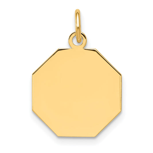 14k Plain .018 Gauge Engravable Octagonal 17x15mm Disc Charm