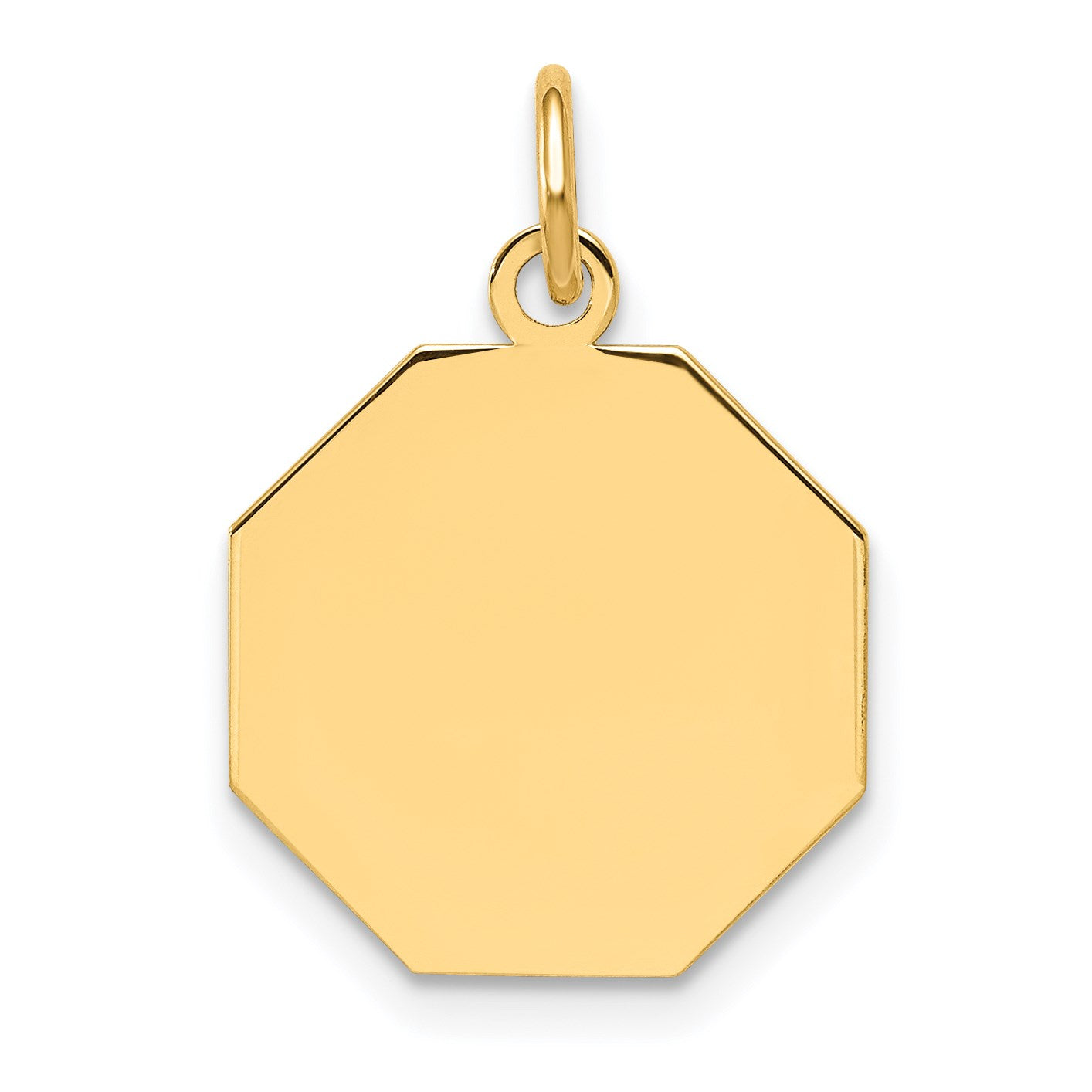 14k Plain .027 Gauge Engravable Octagonal 17x15mm Disc Charm
