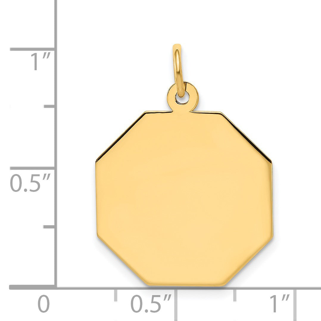 14k Plain .013 Gauge Engravable Octagonal 21x19mm Disc Charm