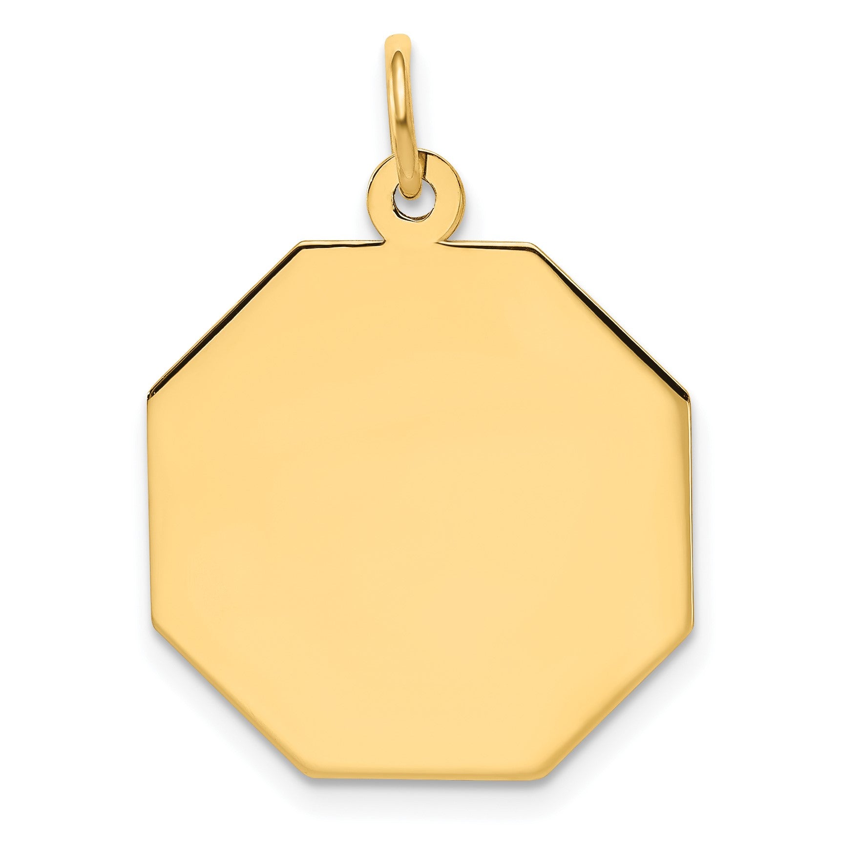 14k Plain .009 Gauge Engravable Octagonal 21x19mm Disc Charm