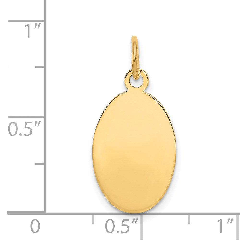 14k Plain .013 Gauge Engravable Oval 19x11mm Disc Charm