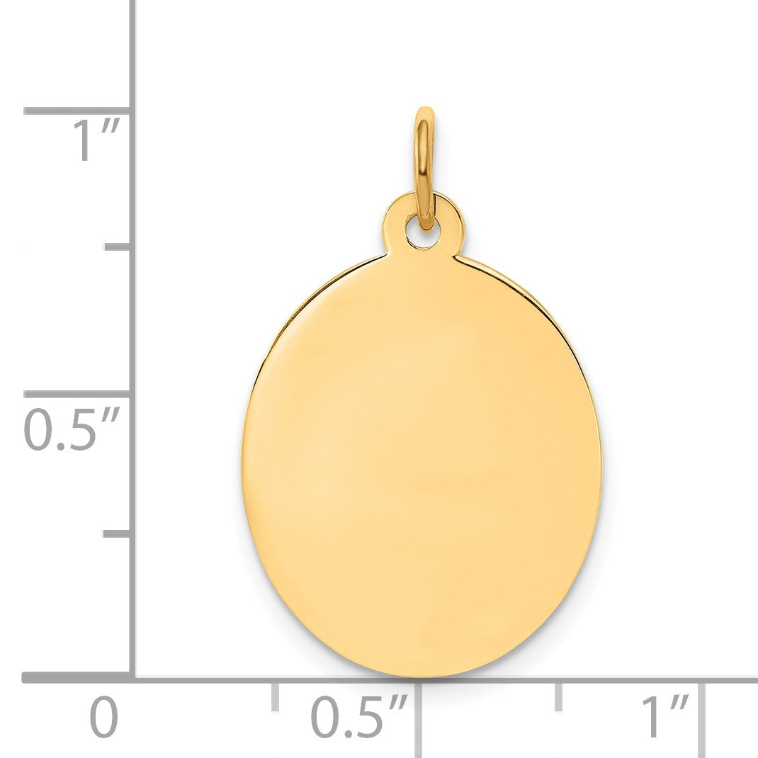 14k Plain .035 Gauge Engravable Oval 23x16mm Disc Charm