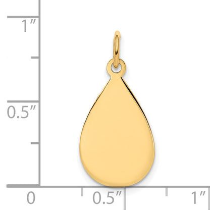 14k Plain .018 Gauge Engravable Raindrop 20x11mm Disc Charm
